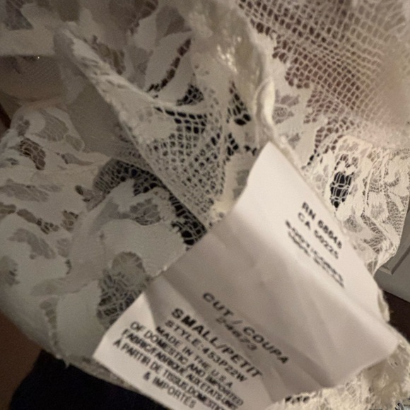 NWT ABS Allen Schwartz Sheer White Lace Blouse Style: 453P22W - Picture 6 of 6